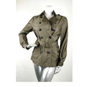 Burberry Brit Military Green Belted Rain Jacket